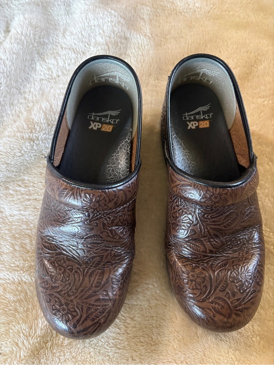 Dansko Shoes - Dansko Brown Embossed Leather Clogs